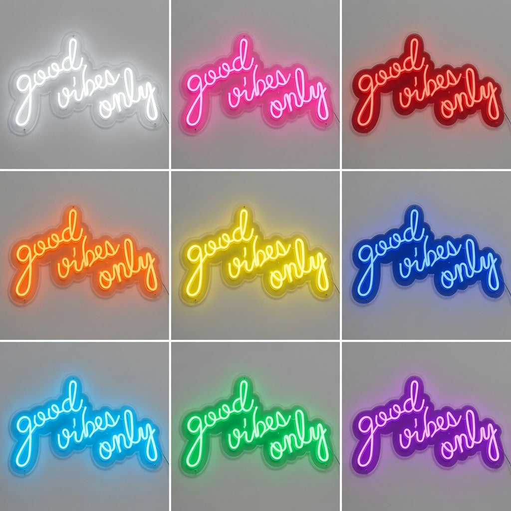 Good Vibes Only Script LED Neon Sign - 05 Color Grid