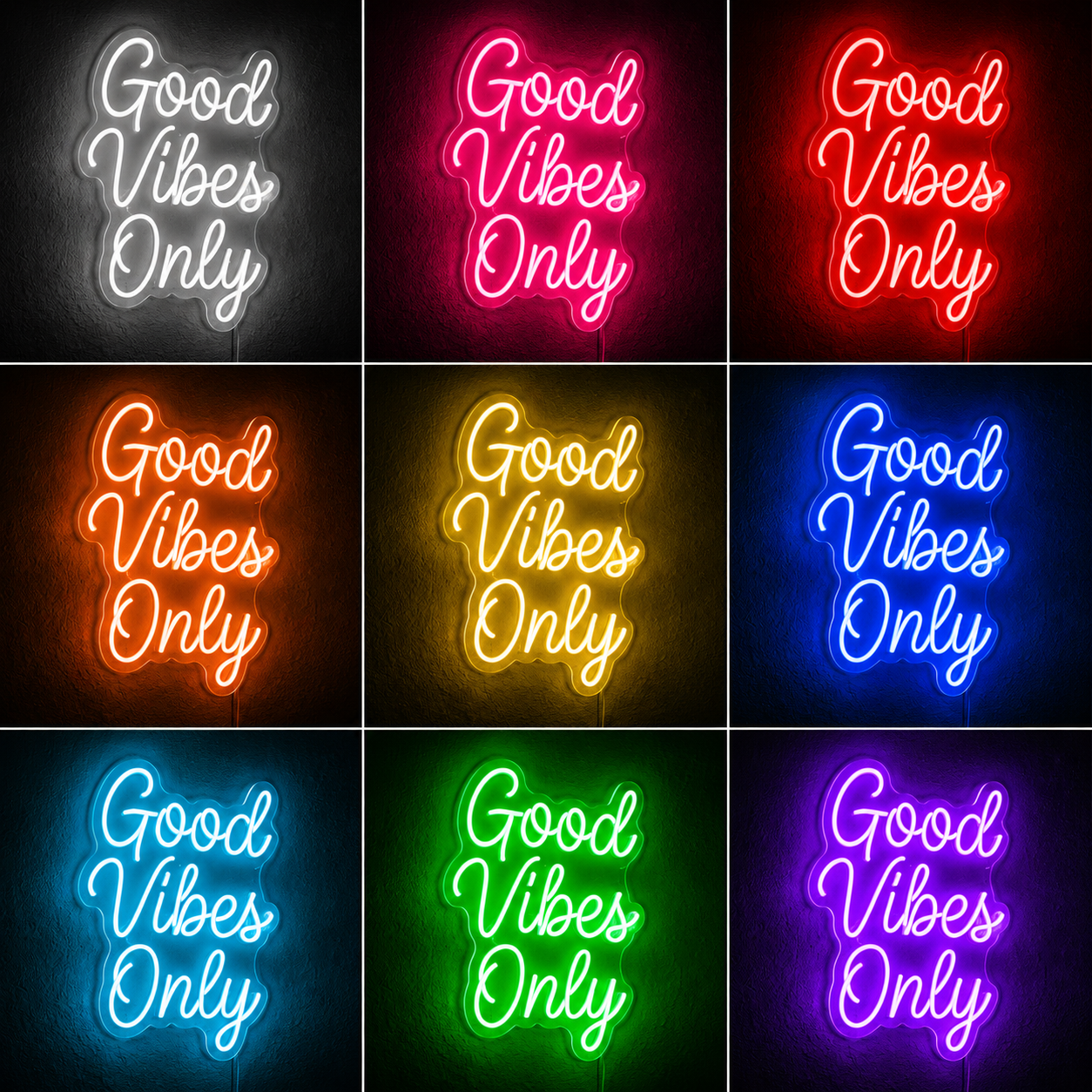 Good Vibes Only Wall Decor Bedroom LED Neon Sign - 05 Color Grid