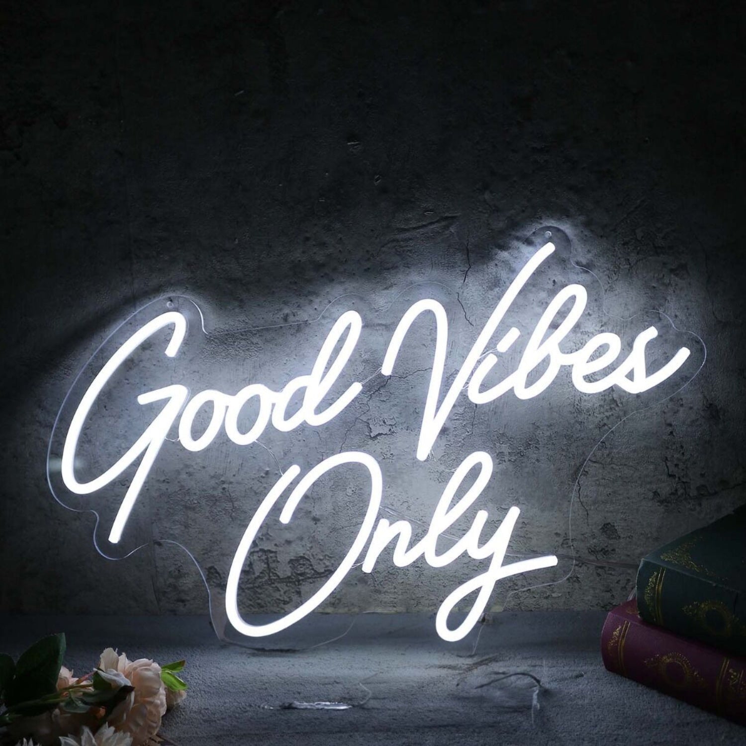 Good Vibes Only White Led Neon Sign | Shineneon