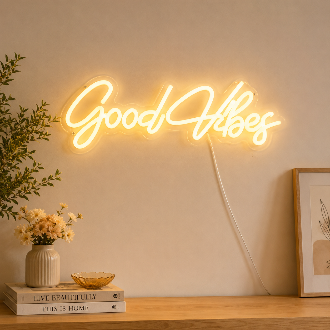 Good Vibes Script Bedroom LED Neon Sign Wall Art main product image