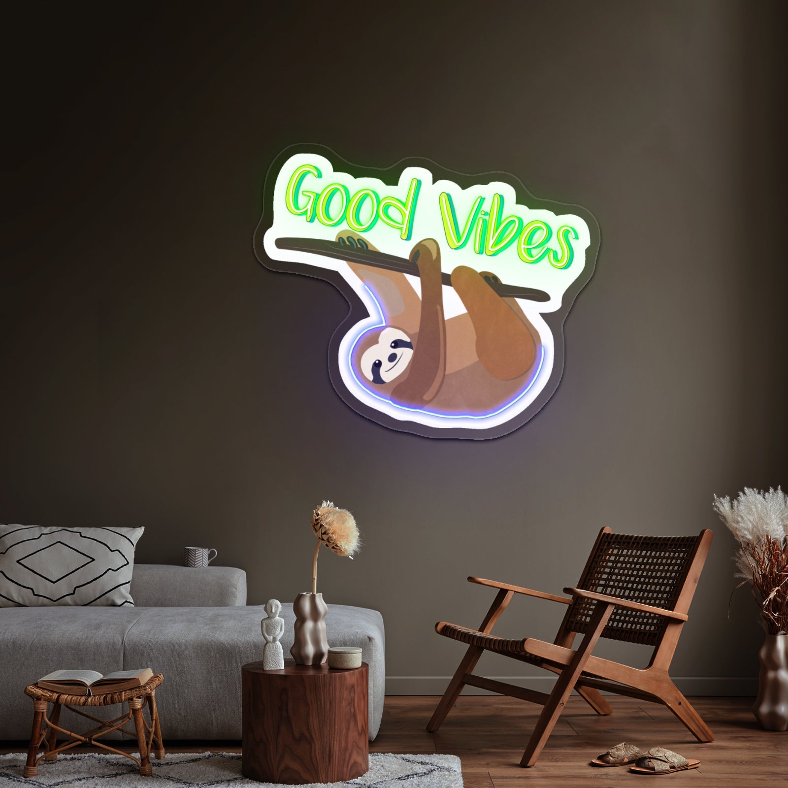 Good Vibes Sloth Neon Light For Room - Shineneon