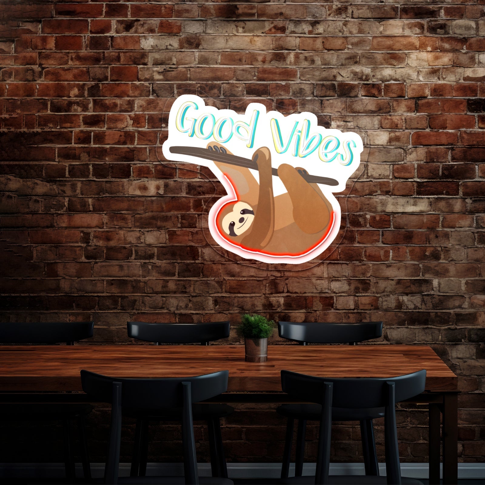 Good Vibes Sloth Neon Light For Room - Shineneon