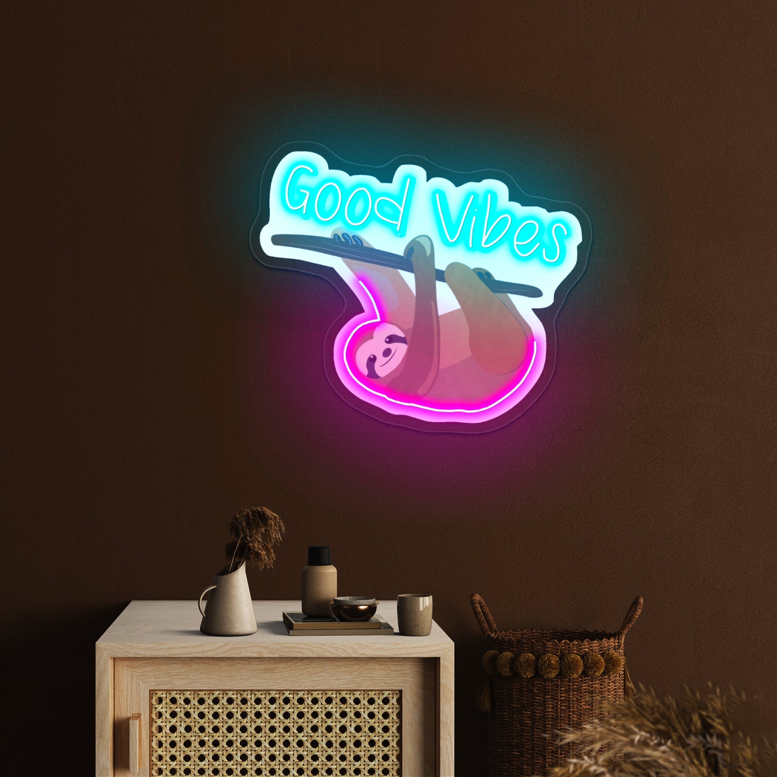 Good Vibes Sloth Neon Light For Room