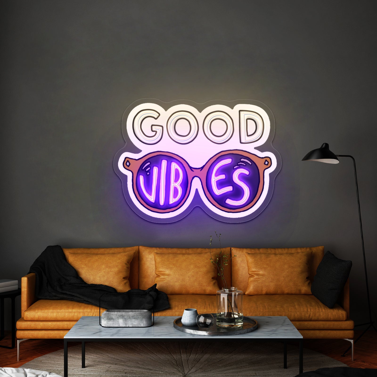 Green Haired Kawaii Comic Girl Artwork Large Neon Signs