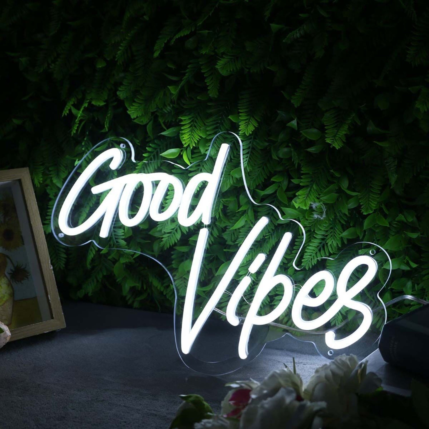 Good Vibes White Custom Led Neon Sign - Shineneon