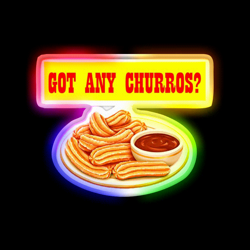 Got Any Churros Snack Food Led Neon Sign Rgb Color - LED neon sign close-up detail