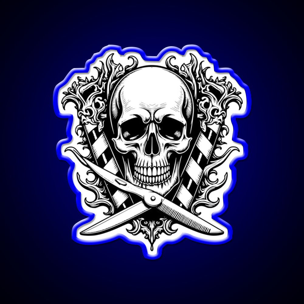 Gothic Skull Barber Shop Haircut Led Neon Sign - LED neon sign view 5