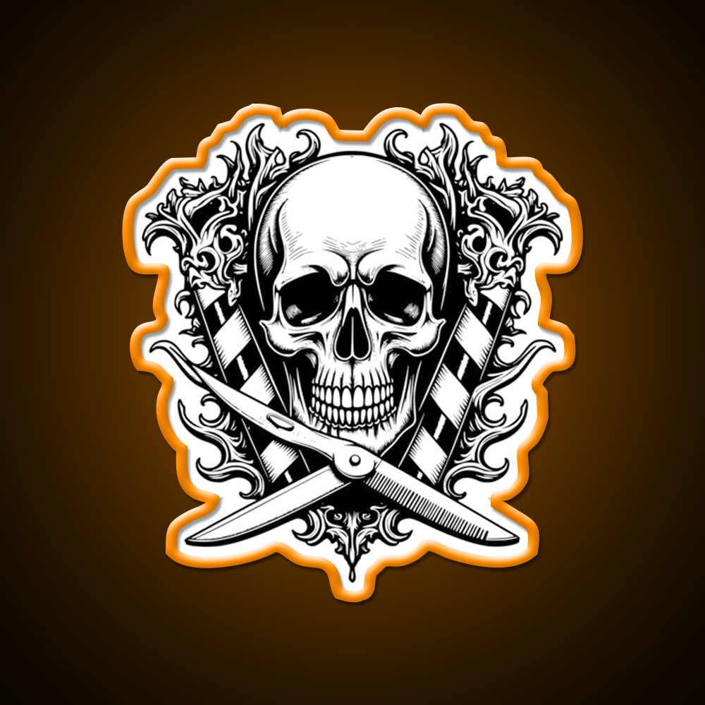 Gothic Skull Barber Shop Haircut Led Neon Sign - LED neon sign view 6