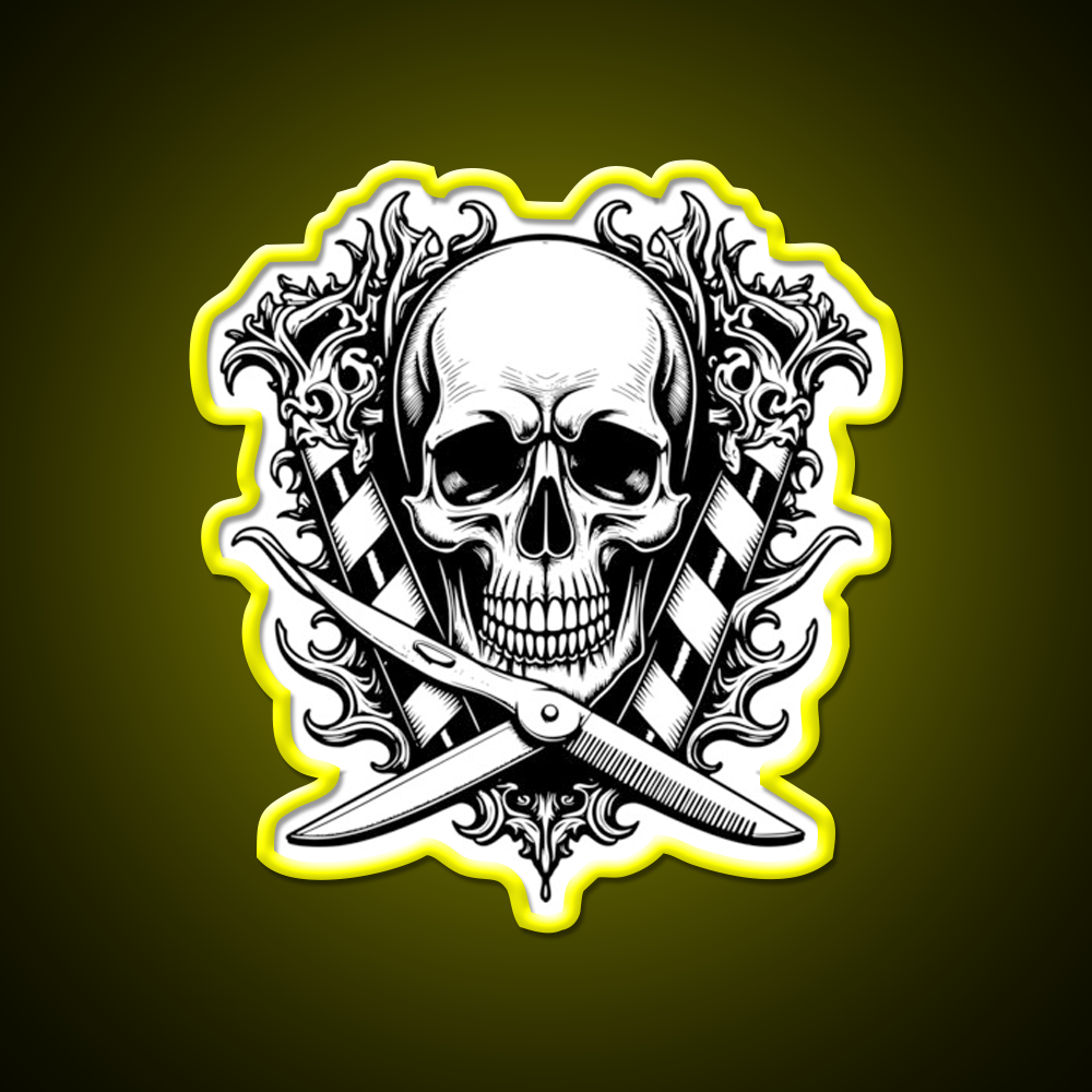 Gothic Skull Barber Shop Haircut Led Neon Sign - LED neon sign view 7