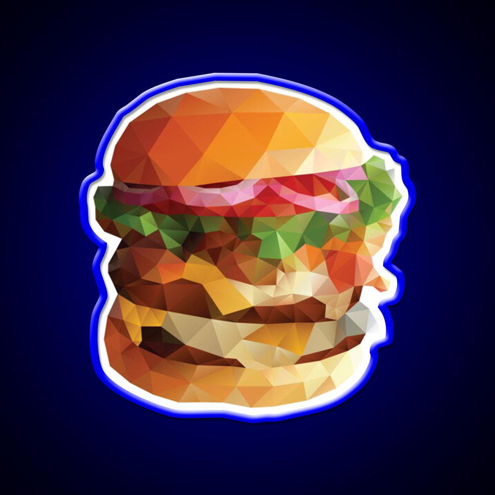Gourmet Burger Polygon Art Fast Food Led Neon Sign For Burger Place Rgb Color