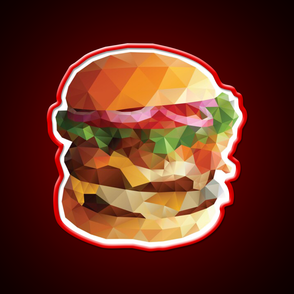 Gourmet Burger Polygon Art Fast Food Led Neon Sign For Burger Place Rgb Color