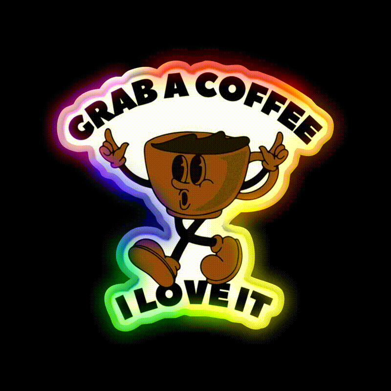 Grab A Coffee I Love It Coffee Lover Cafe Led Neon Sign Espresso Bar Art Rgb Color