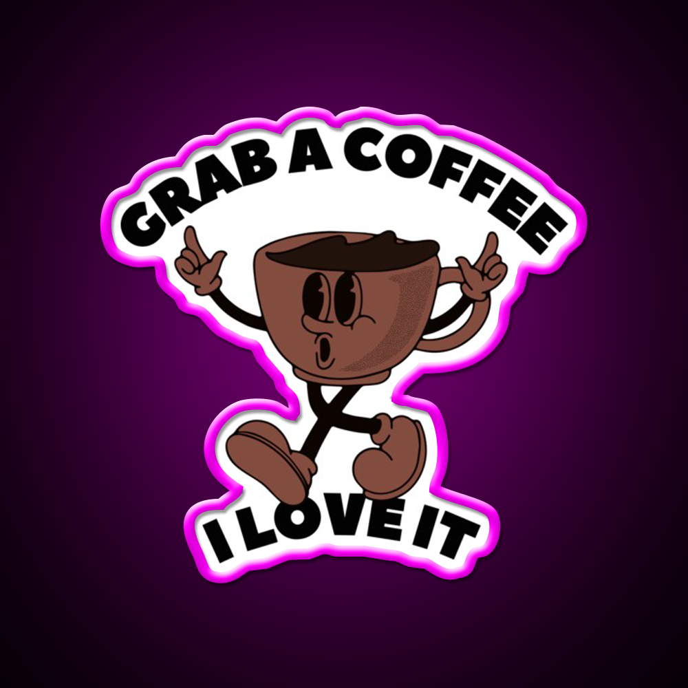 Grab A Coffee I Love It Coffee Lover Cafe Led Neon Sign Espresso Bar Art Rgb Color