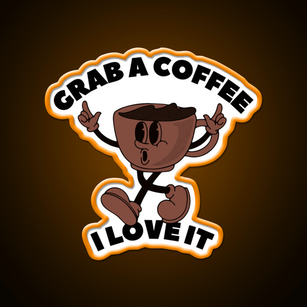 Grab A Coffee I Love It Coffee Lover Cafe Led Neon Sign Espresso Bar Art Rgb Color - Shineneon