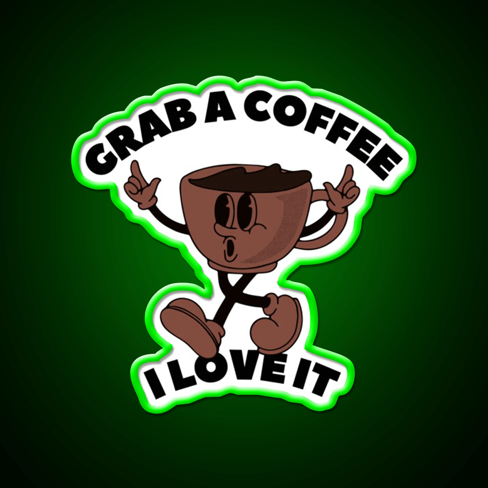 Grab A Coffee I Love It Coffee Lover Cafe Led Neon Sign Espresso Bar Art Rgb Color - Shineneon