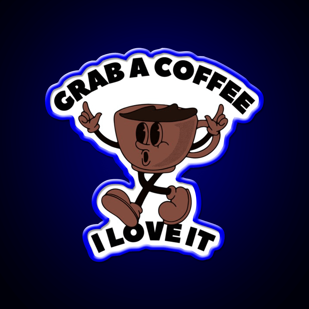 Grab A Coffee I Love It Coffee Lover Cafe Led Neon Sign Espresso Bar Art Rgb Color - Shineneon