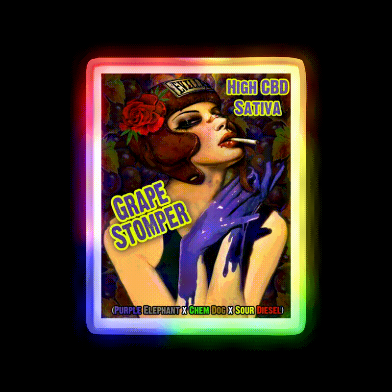 Grape Stomper Hemp Inspired Green Leaf Led Neon Sign Rgb Color - LED neon sign close-up detail