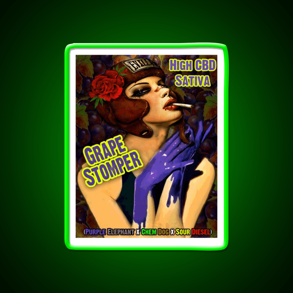 Grape Stomper Hemp Inspired Green Leaf Led Neon Sign Rgb Color - Shineneon