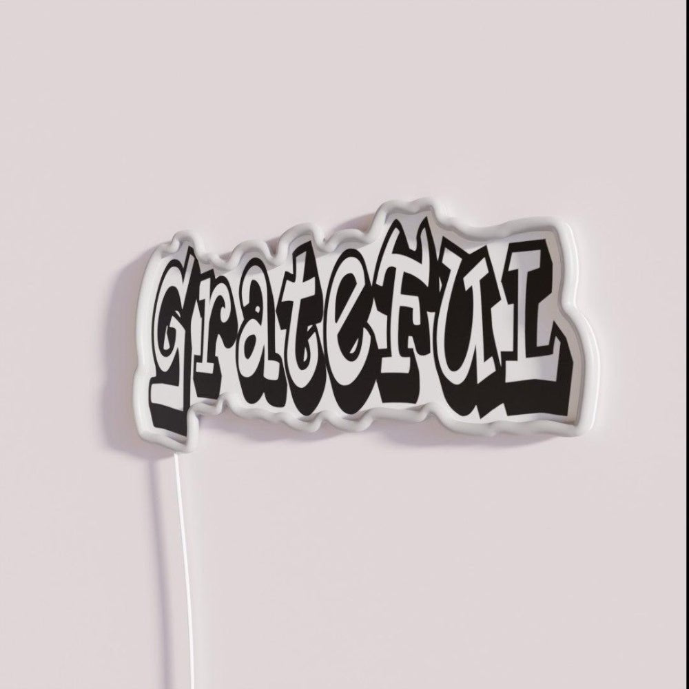 Grateful Saying Graffiti Styletypography Rgb Led Neon Sign - Shineneon