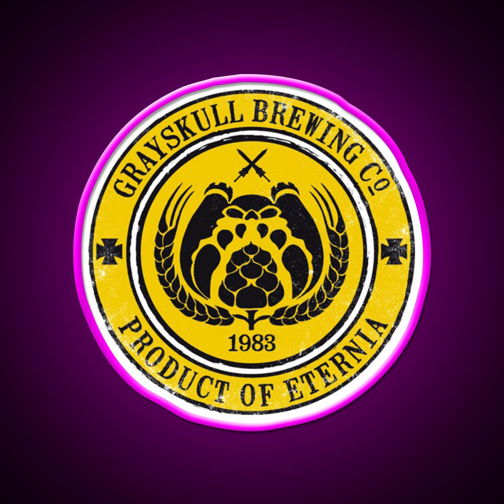 Grayskull Brewing Company Yellow Beer Bar Decor Led Neon Sign Rgb Color - Neon sign mounted on wall in room