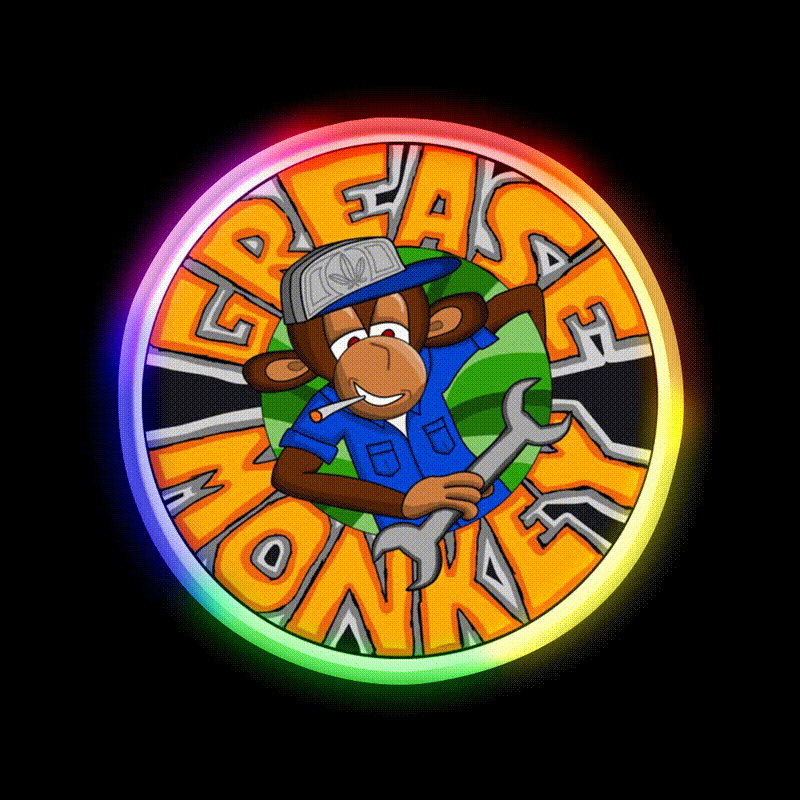 Grease Monkey Strain Artwork Hemp Inspired Green Leaf Led Neon Sign Rgb Color - LED neon sign close-up detail