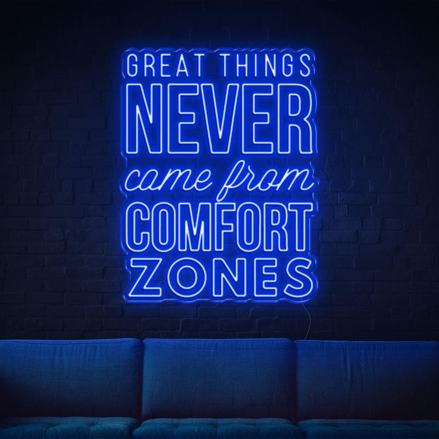 Great Things Bright Blue Led Neon Sign For Living Room Studio Cafe Office Wall Decor | Shineneon