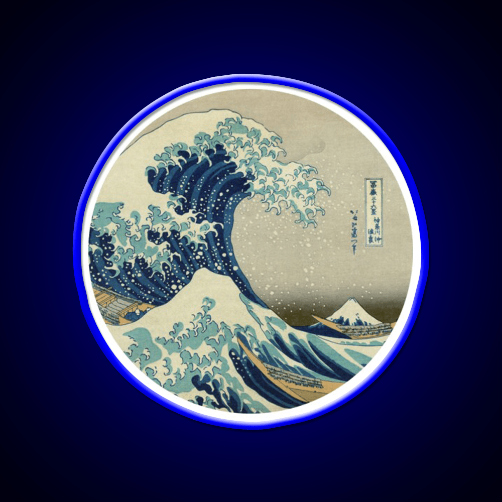 Great Wave Off Kanagawa Circle Yoga Led Neon Sign Rgb Color - Shineneon
