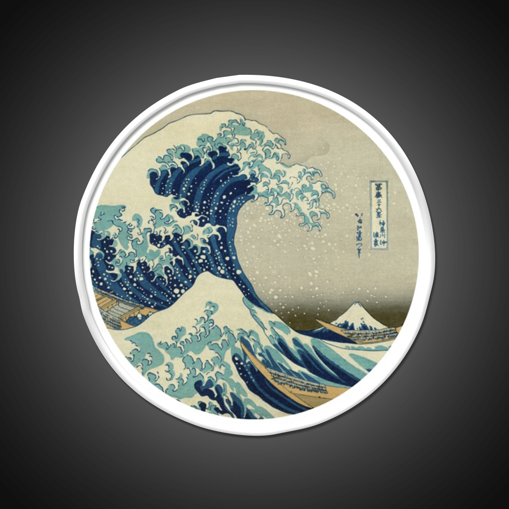 Great Wave Off Kanagawa Circle Yoga Led Neon Sign Rgb Color - Shineneon
