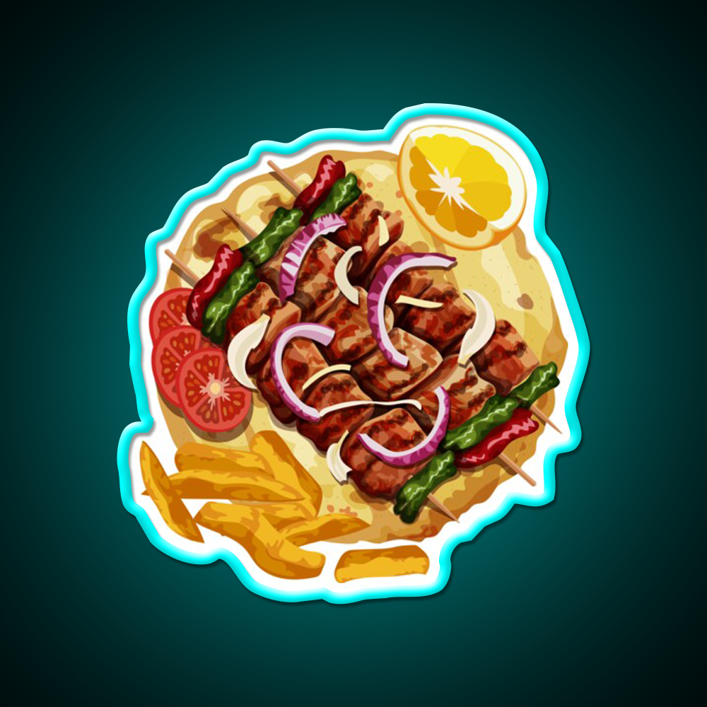 Greek Food Souvlaki Fast Food Led Neon Sign For Burger Place Rgb Color