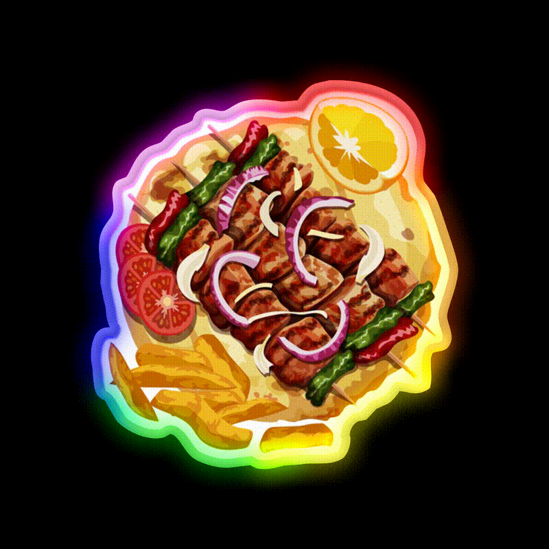 Greek Food Souvlaki Fast Food Led Neon Sign For Burger Place Rgb Color