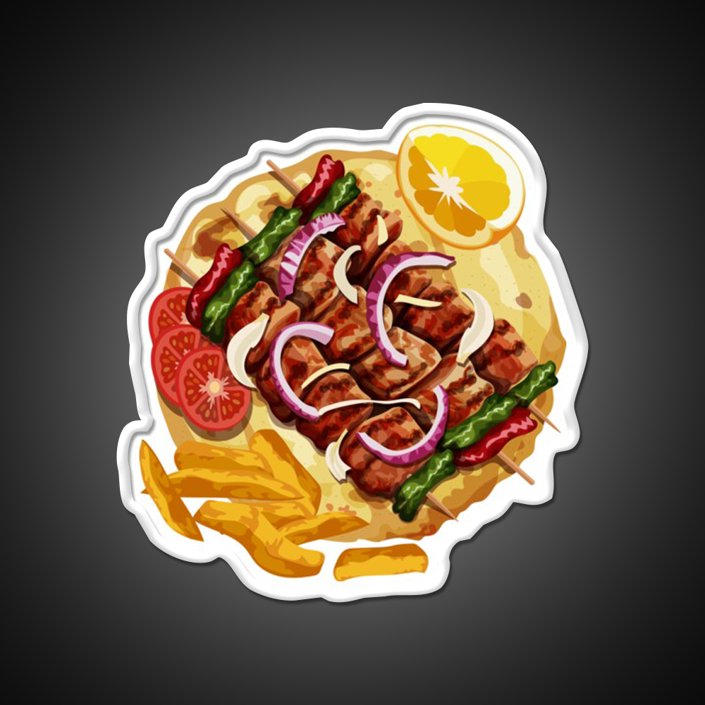 Greek Food Souvlaki Fast Food Led Neon Sign For Burger Place Rgb Color