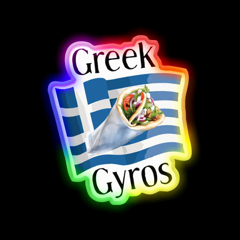 Greek Gyros Snack Food Led Neon Sign Rgb Color - LED neon sign close-up detail