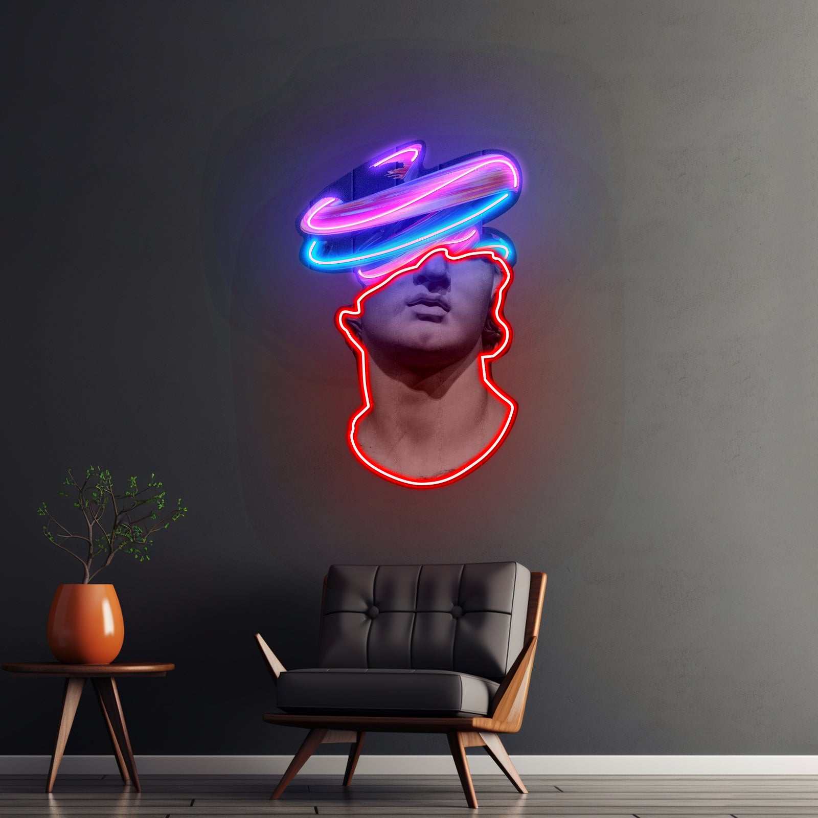 Greek Statue Art Neon Acrylic Artwork - Custom LED neon sign front view