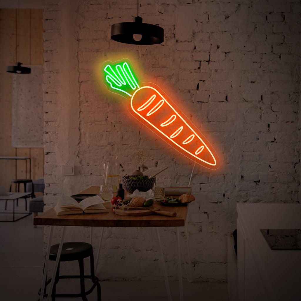 Green And Orange Carrot-Shaped Led Neon Sign For Restaurant Home Decor | Shineneon