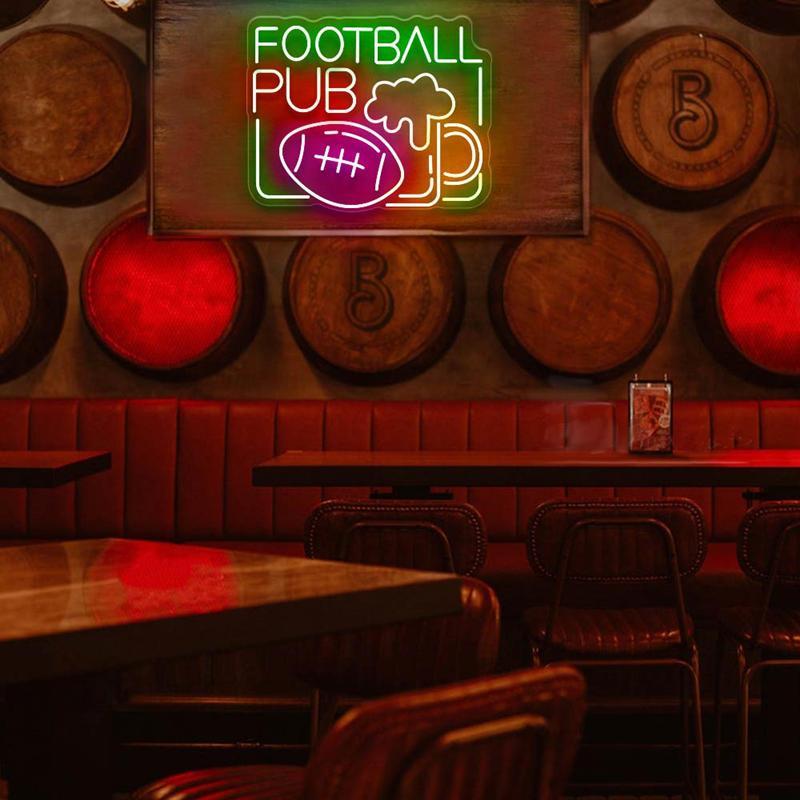 Green And Red Football Pub Led Neon Sign With Beer Mug For Sports Bar Decor | Shineneon