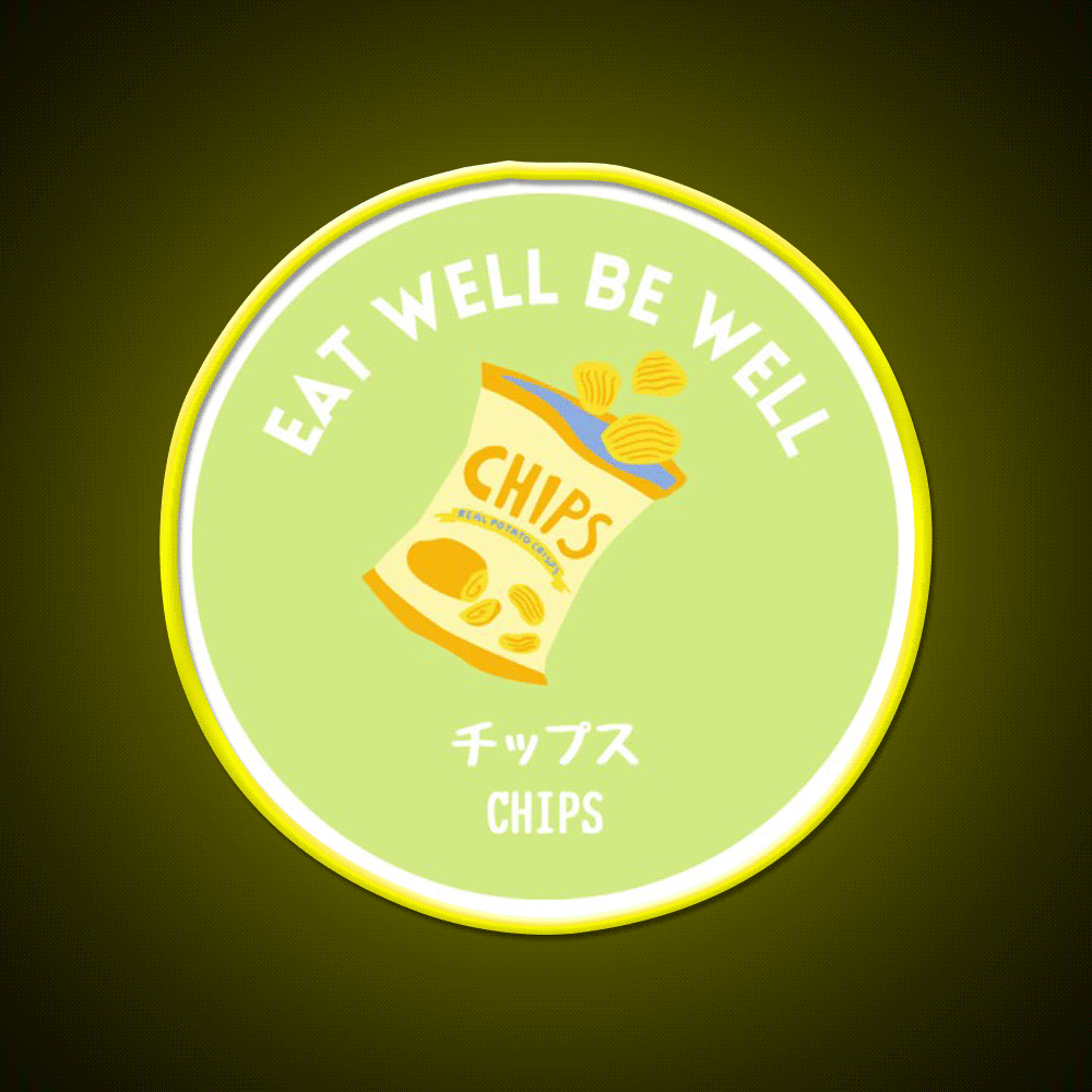 Green Chips Crisp Japanese Junk Food Snack Food Led Neon Sign Rgb Color - Custom LED neon sign front view
