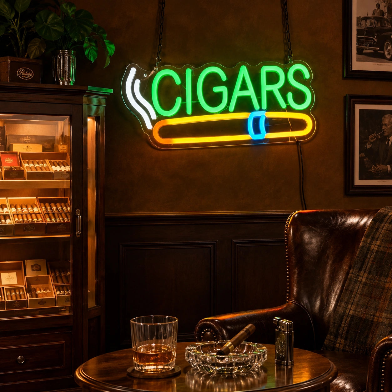 Green Cigars Shop Neon Sign LED Neon Sign real lifestyle scene