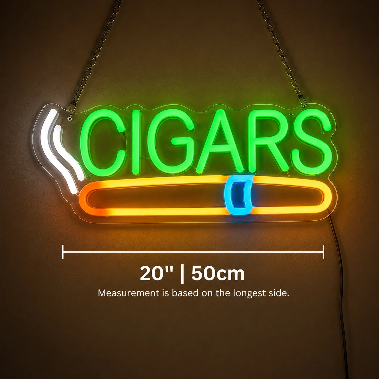 Green Cigars Shop Neon Sign LED Neon Sign size image
