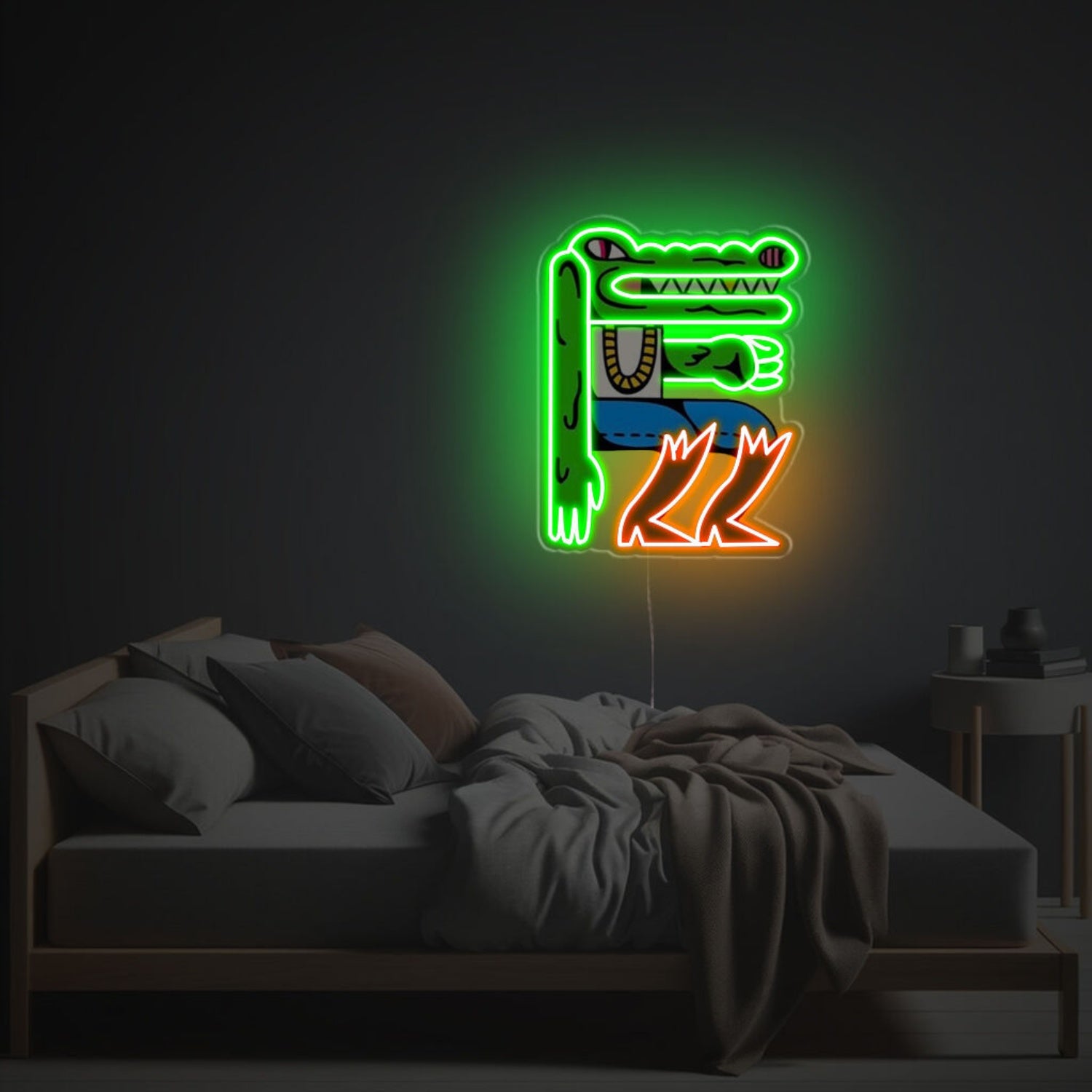 Green Crocodile Man Led Neon Acrylic Artwork | Shineneon