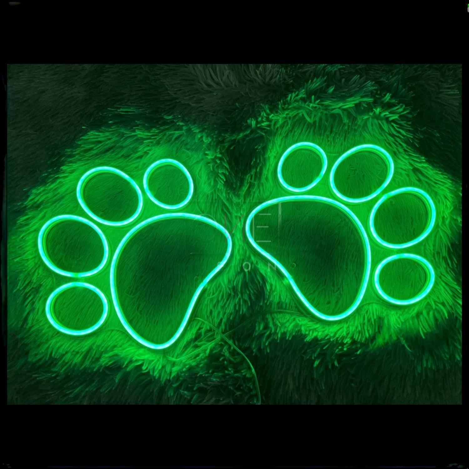 Green Dog Paw Led Neon Sign For Pet Shop Or Kids Room | Shineneon