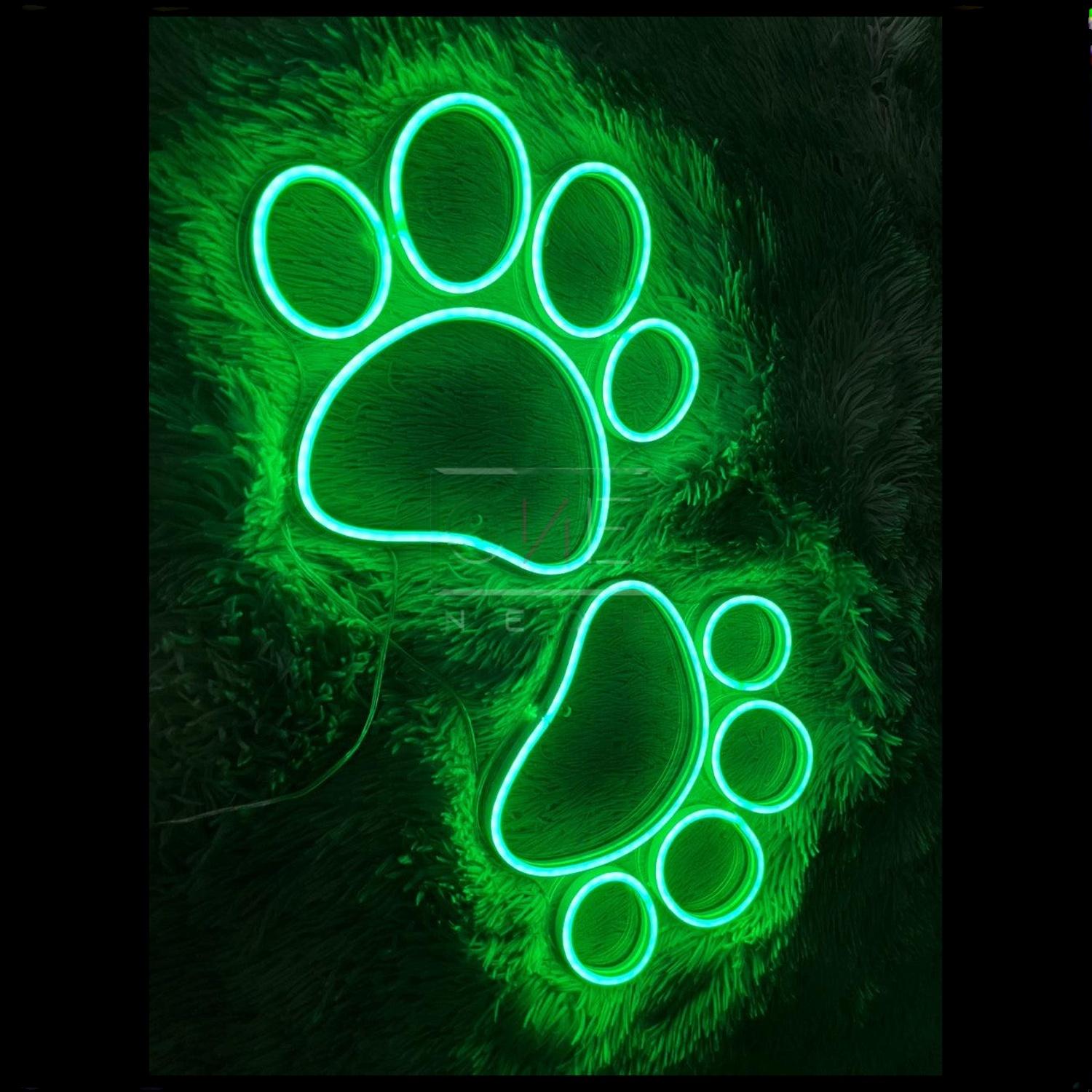 Green Dog Paw Led Neon Sign For Pet Shop Or Kids Room | Shineneon