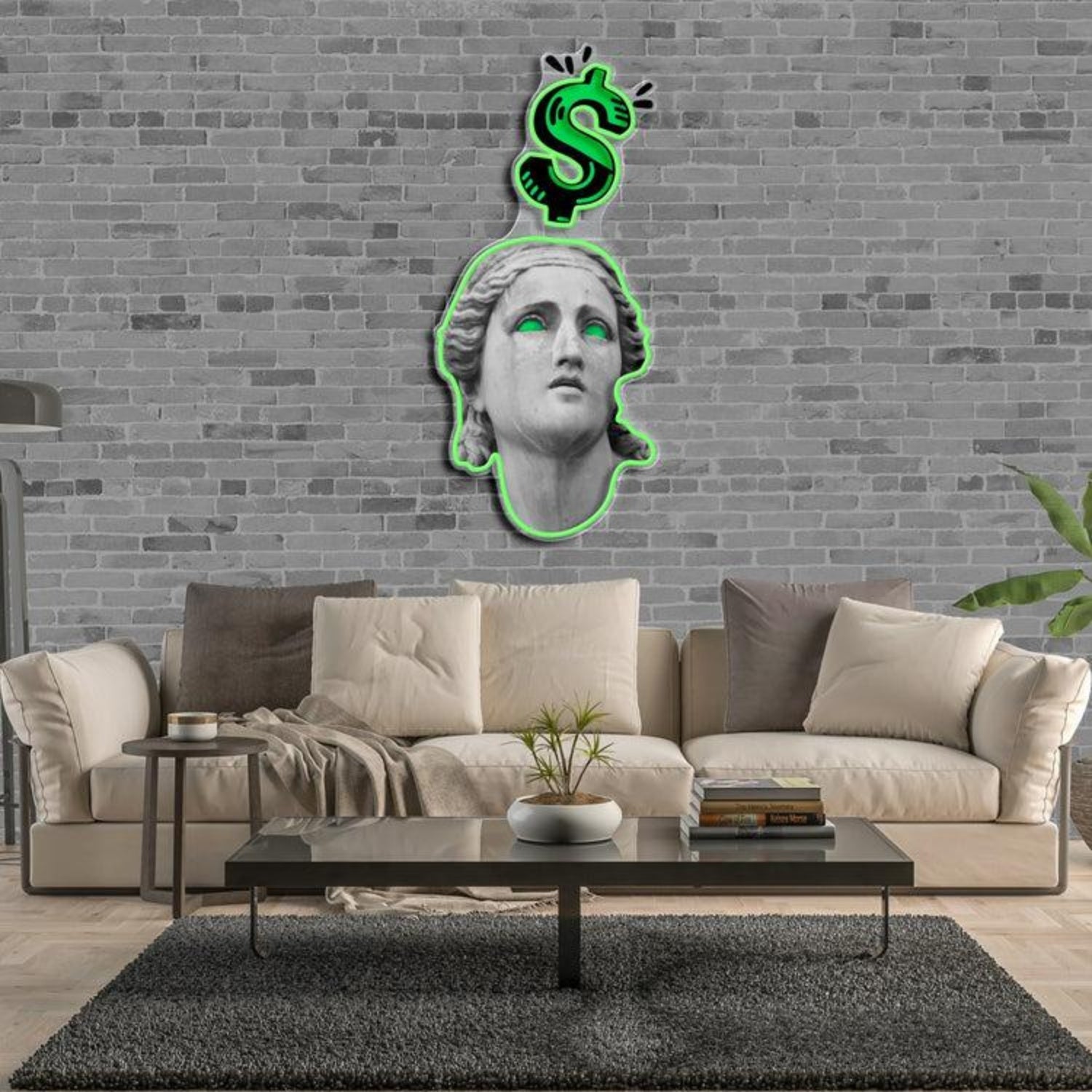 Green Dollar Greek Sculpture Led Neon Sign For Living Room Decor | Shineneon