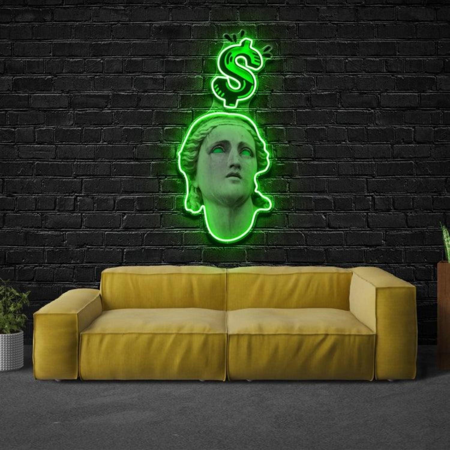 Green Dollar Greek Sculpture Led Neon Sign For Living Room Decor | Shineneon