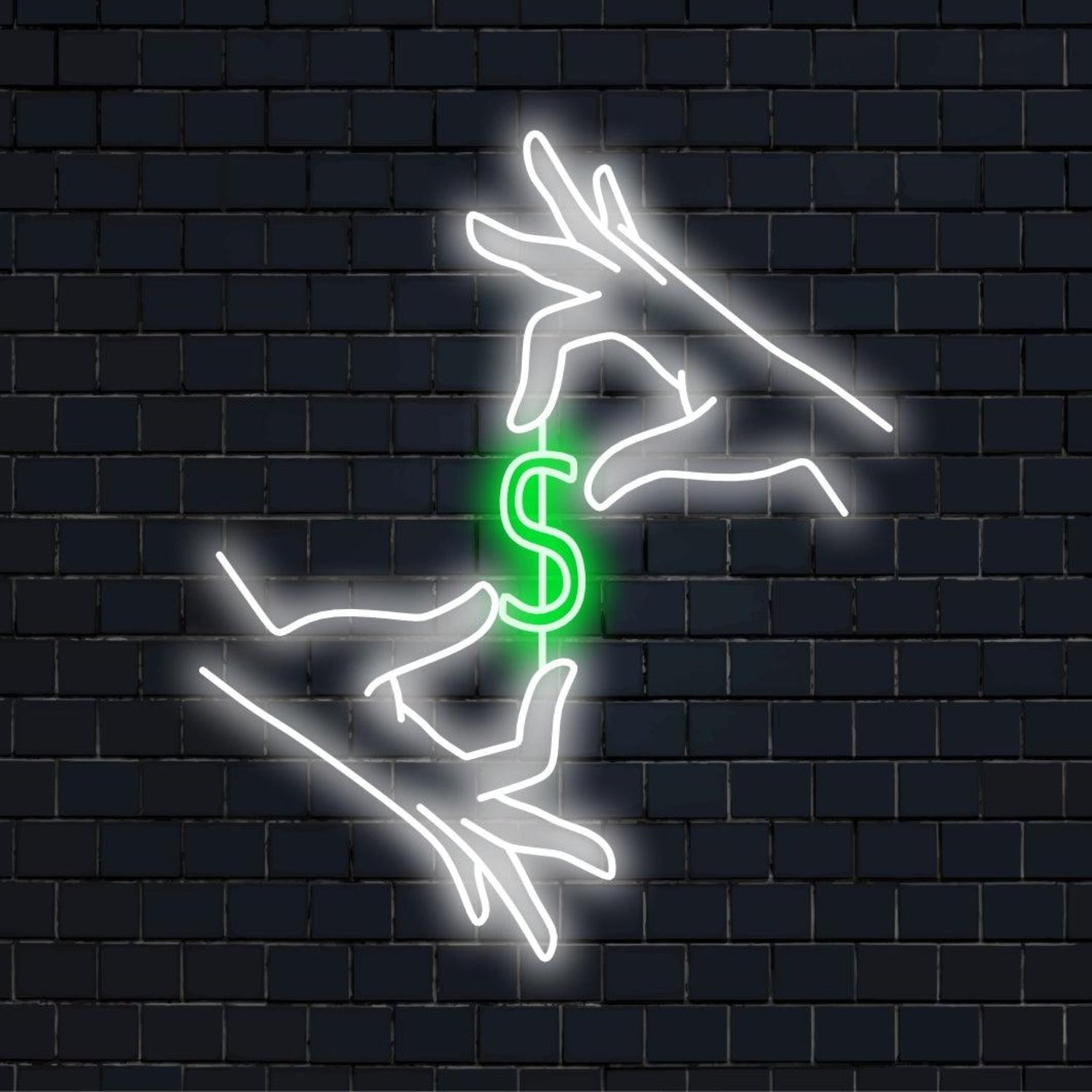 Green Dollar White Hands Led Neon Sign For Business Wall Decor | Shineneon