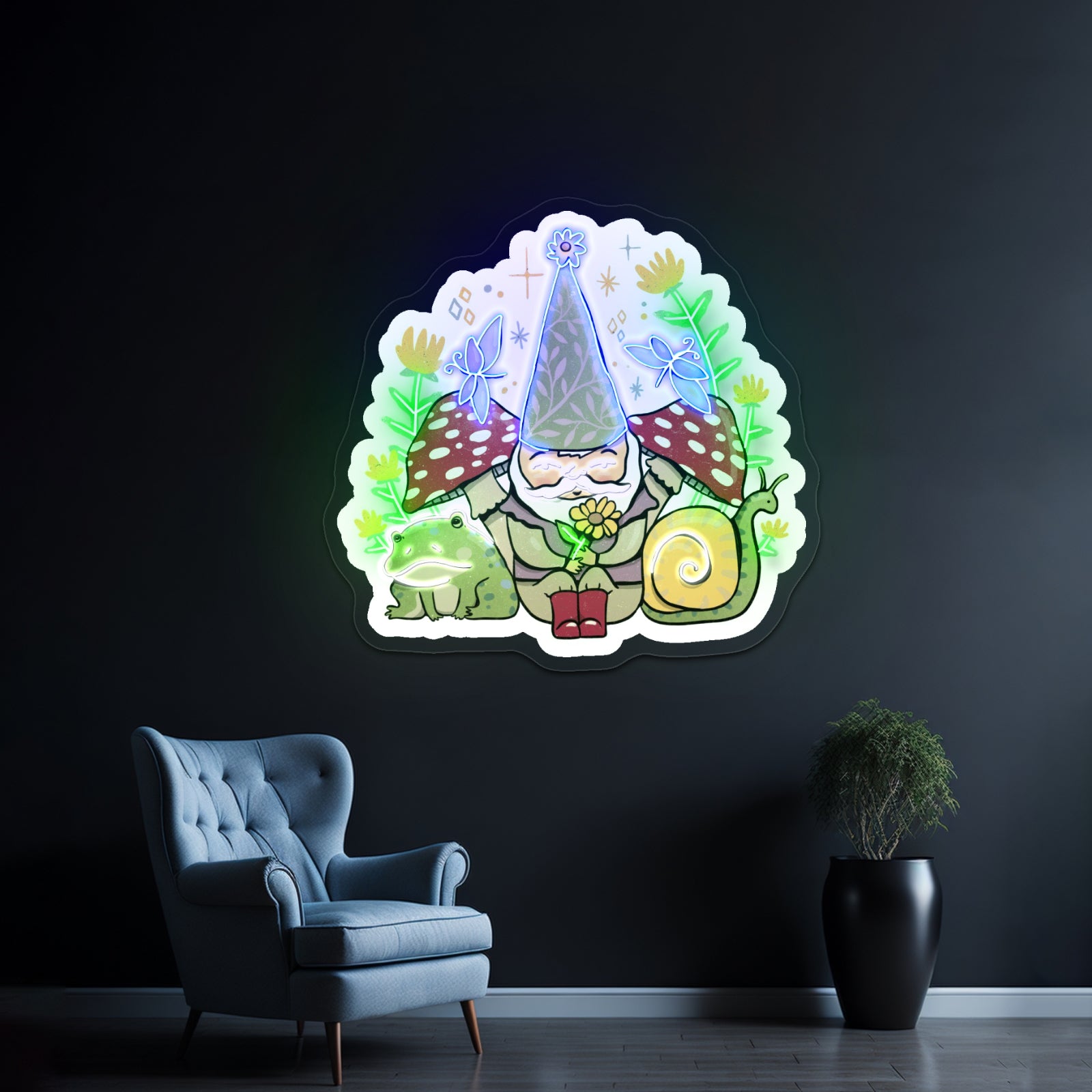 Green Elf And Frogs Fairytale Neon Signs Personalized Light Up Sign