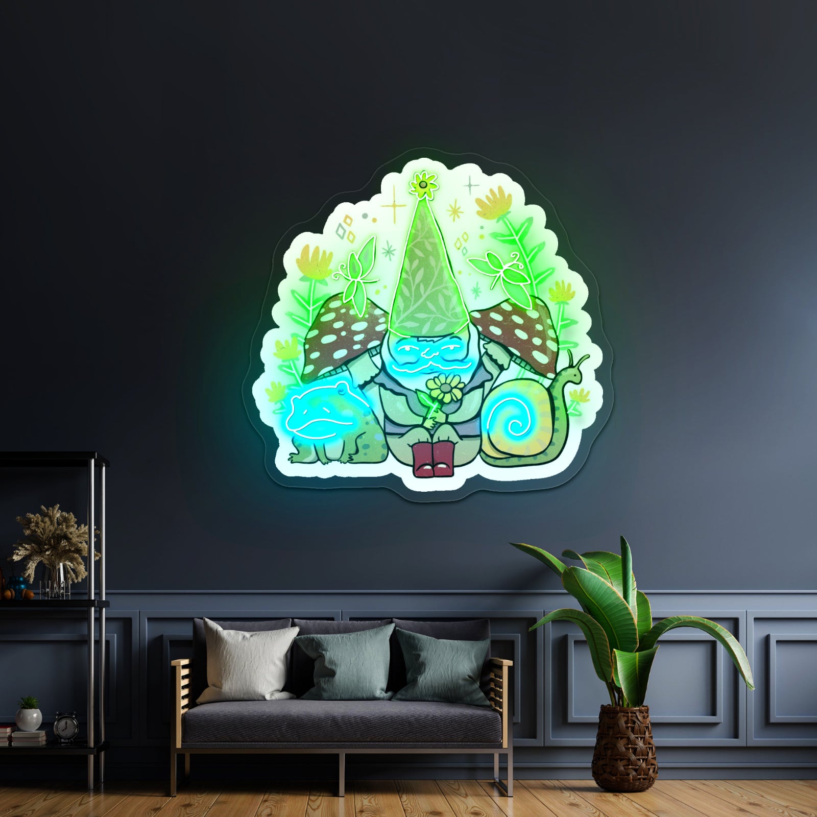 Green Elf And Frogs Fairytale Neon Signs Personalized Light Up Sign