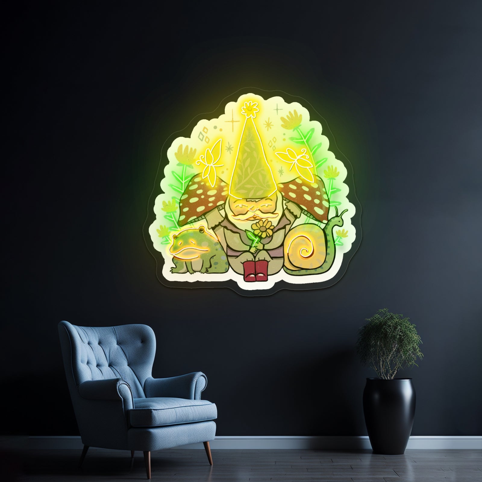 Green Elf And Frogs Fairytale Neon Signs Personalized Light Up Sign