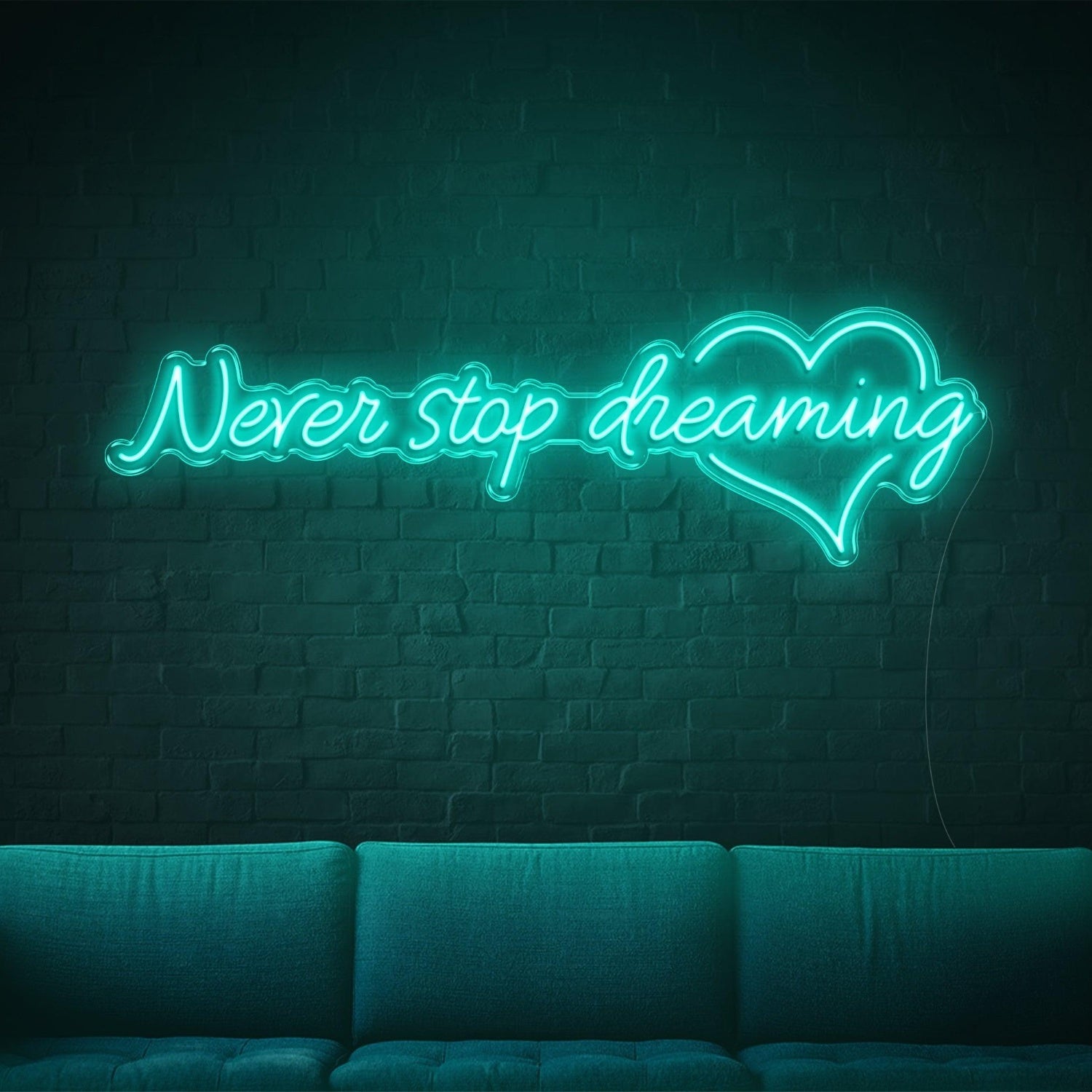 Green Glow Never Stop Dreaming Heart Led Neon Sign For Home Studio Decor | Shineneon