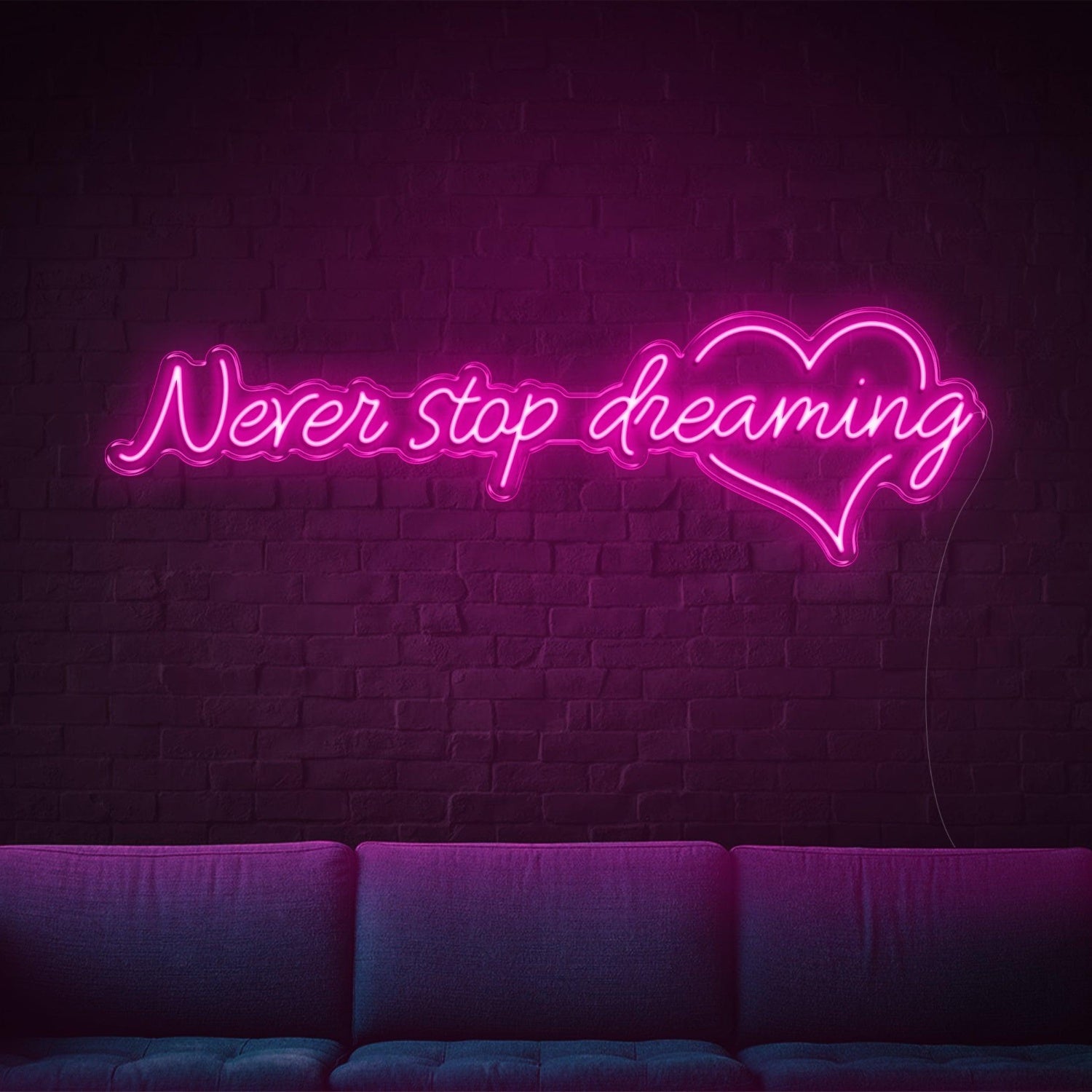 Green Glow Never Stop Dreaming Heart Led Neon Sign For Home Studio Decor | Shineneon