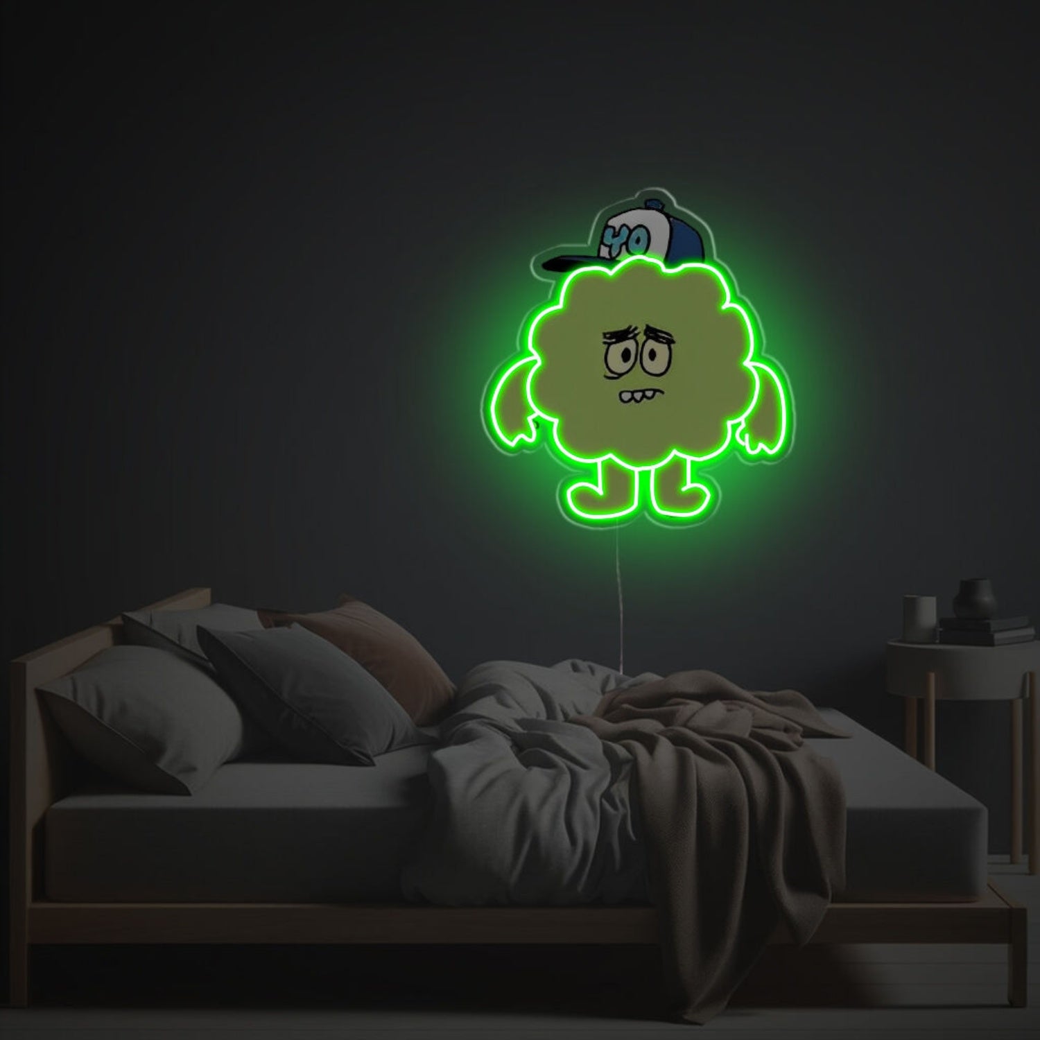 Green Guy With Baseball Cap Led Neon Acrylic Artwork | Shineneon